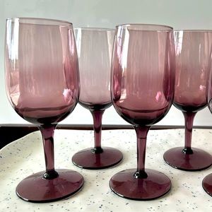Retro Amethyst Wine Glasses Goblet Small Size 6in Set Of 4